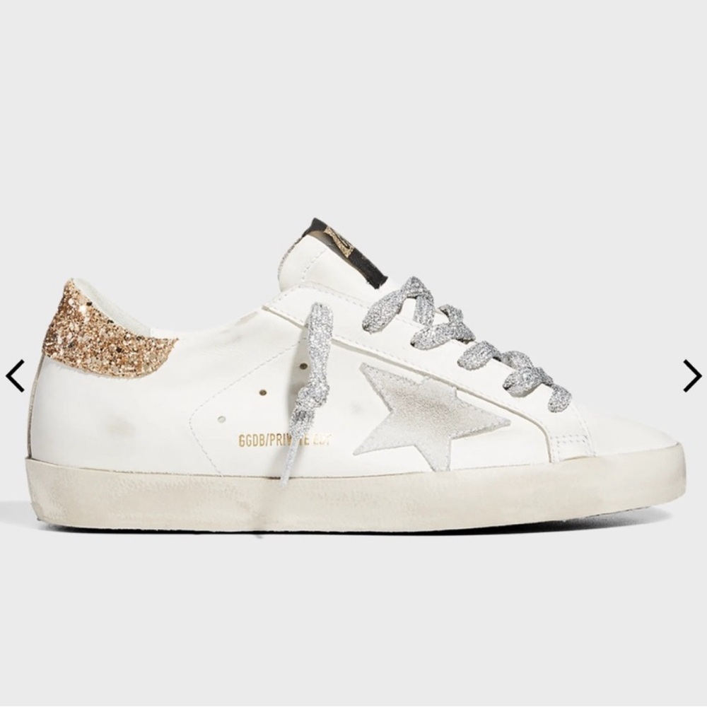 Golden Goose Women's White and Glitter Gold Sneakers size 39